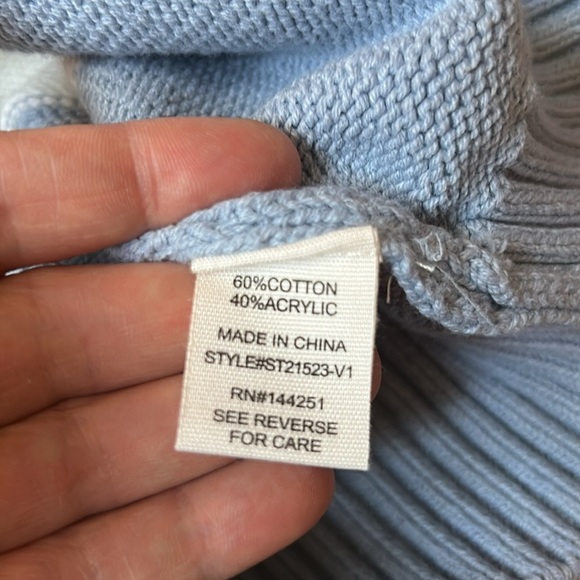 Striped Blue and Cream Women's Sweater - Picture 11 of 12